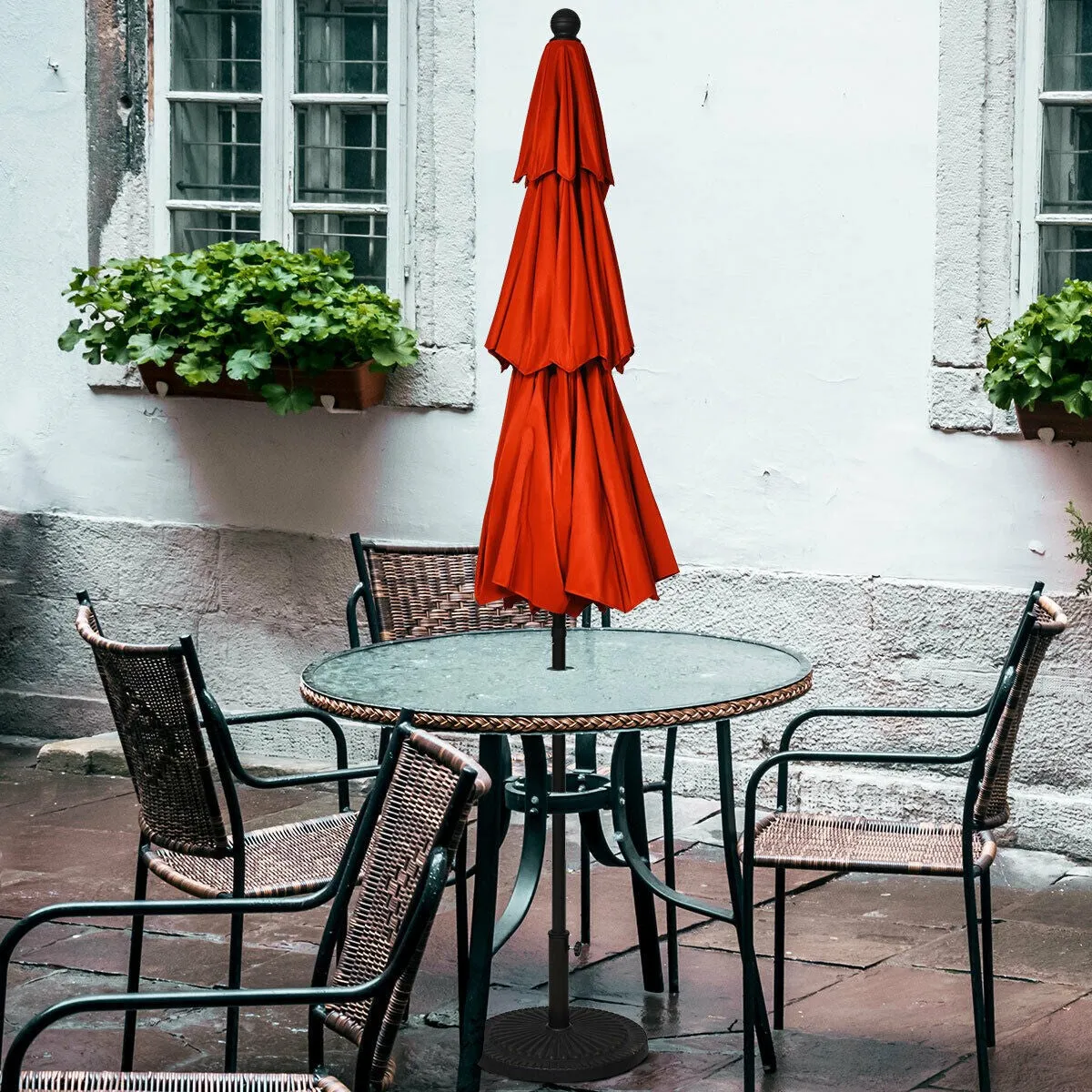 10ft 3 Tier Outdoor Patio Umbrella with Double Vented