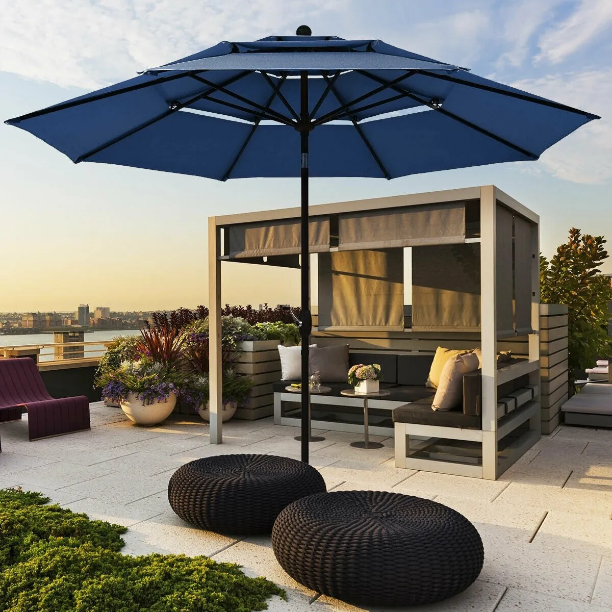 10ft 3 Tier Outdoor Patio Umbrella with Double Vented