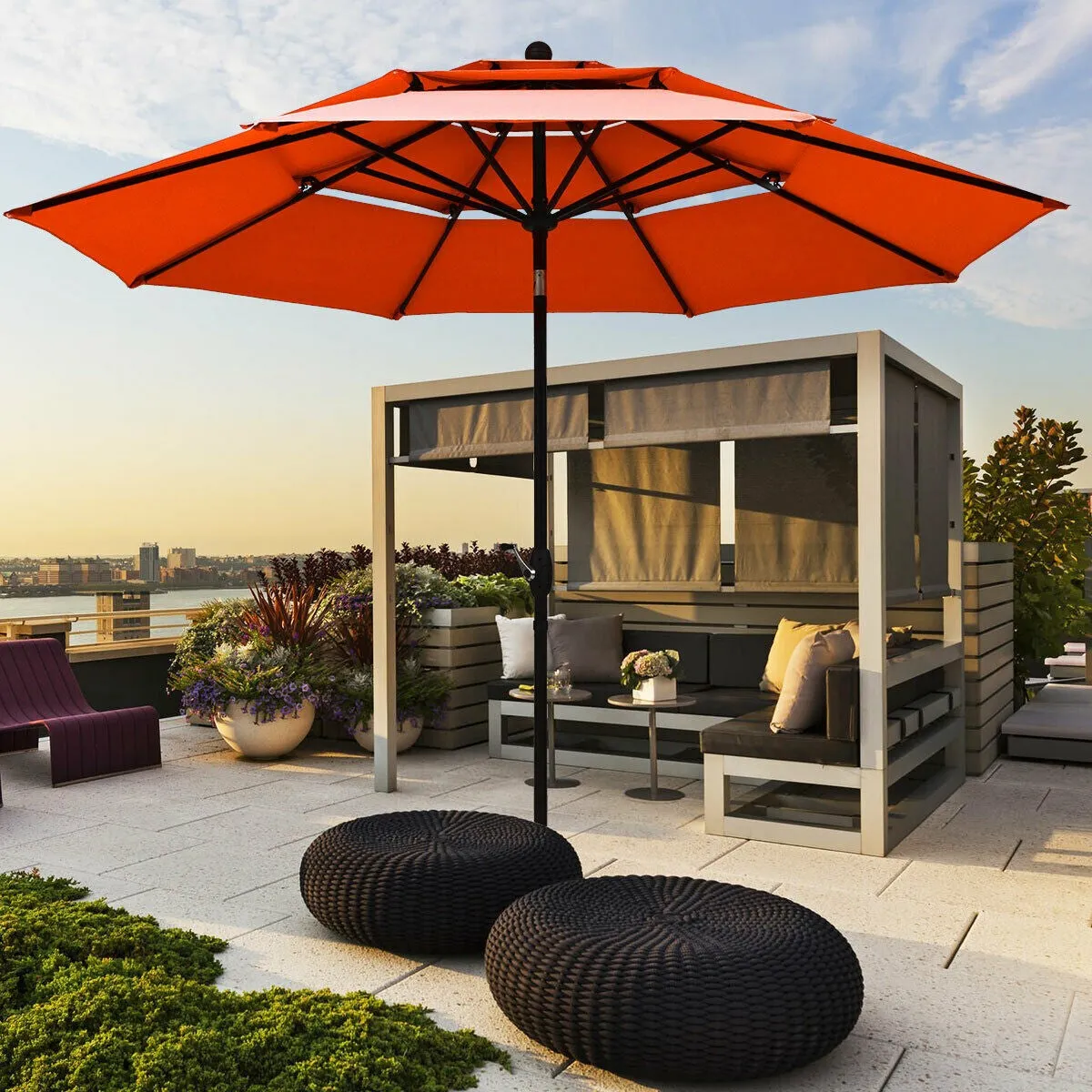 10ft 3 Tier Outdoor Patio Umbrella with Double Vented