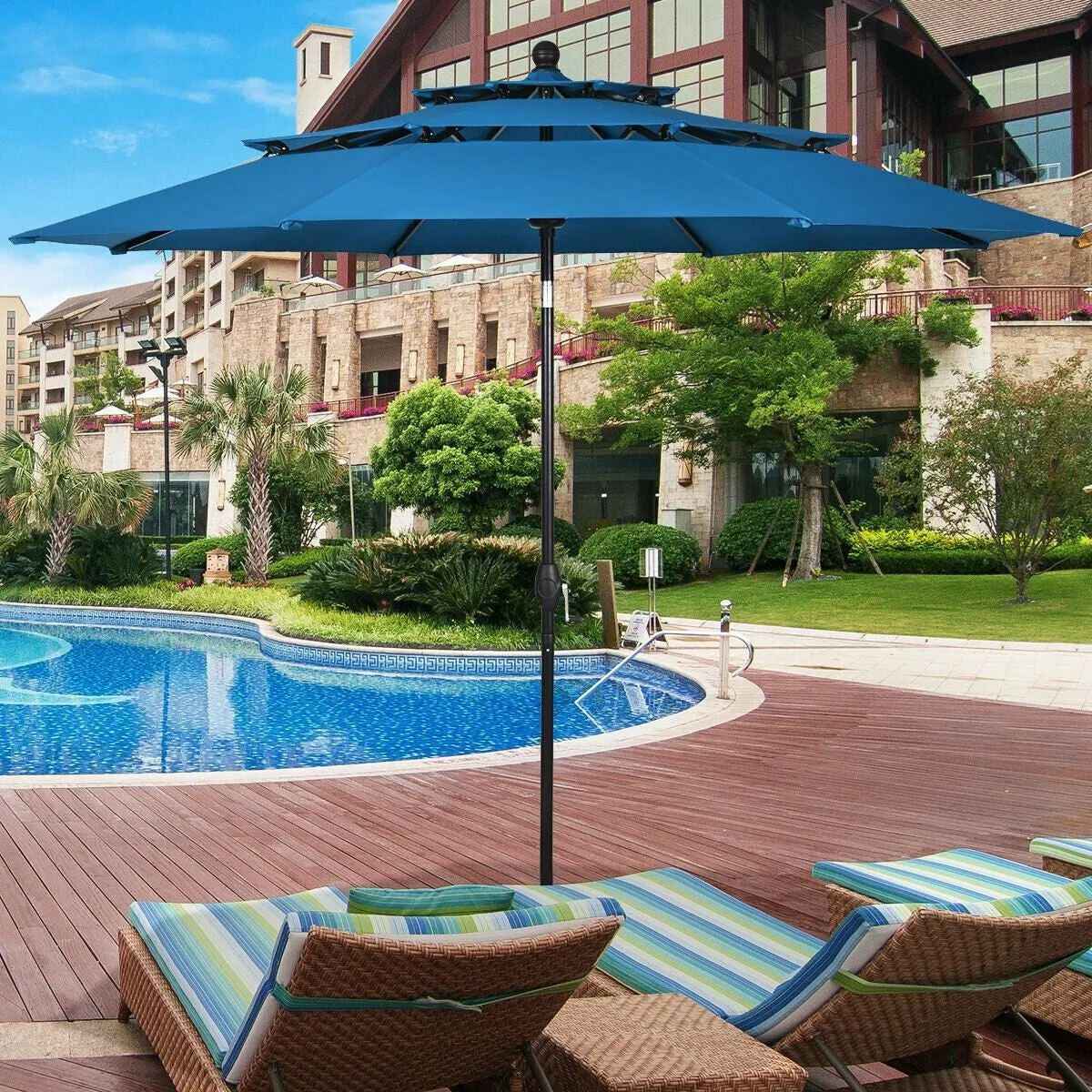 10ft 3 Tier Outdoor Patio Umbrella with Double Vented