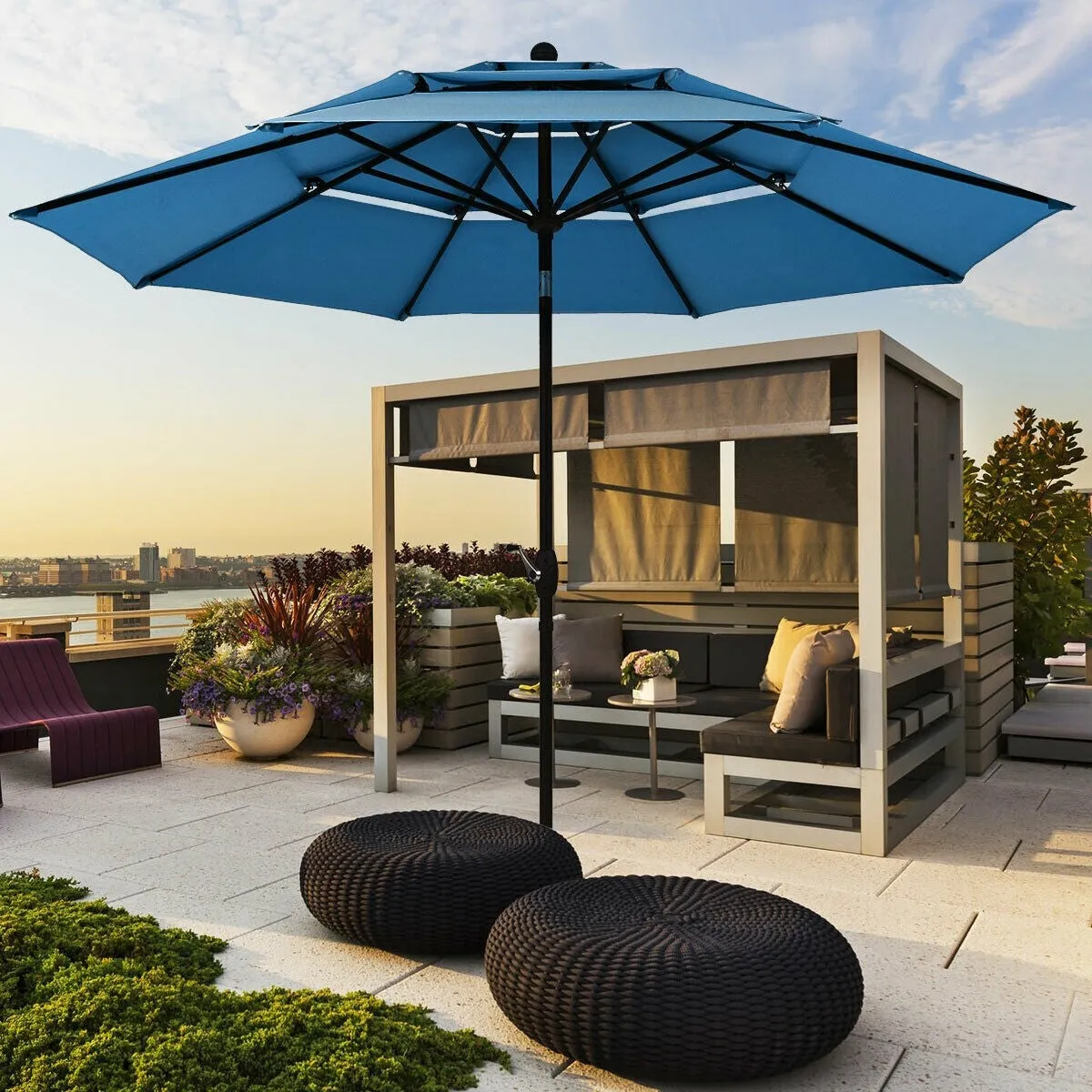 10ft 3 Tier Outdoor Patio Umbrella with Double Vented