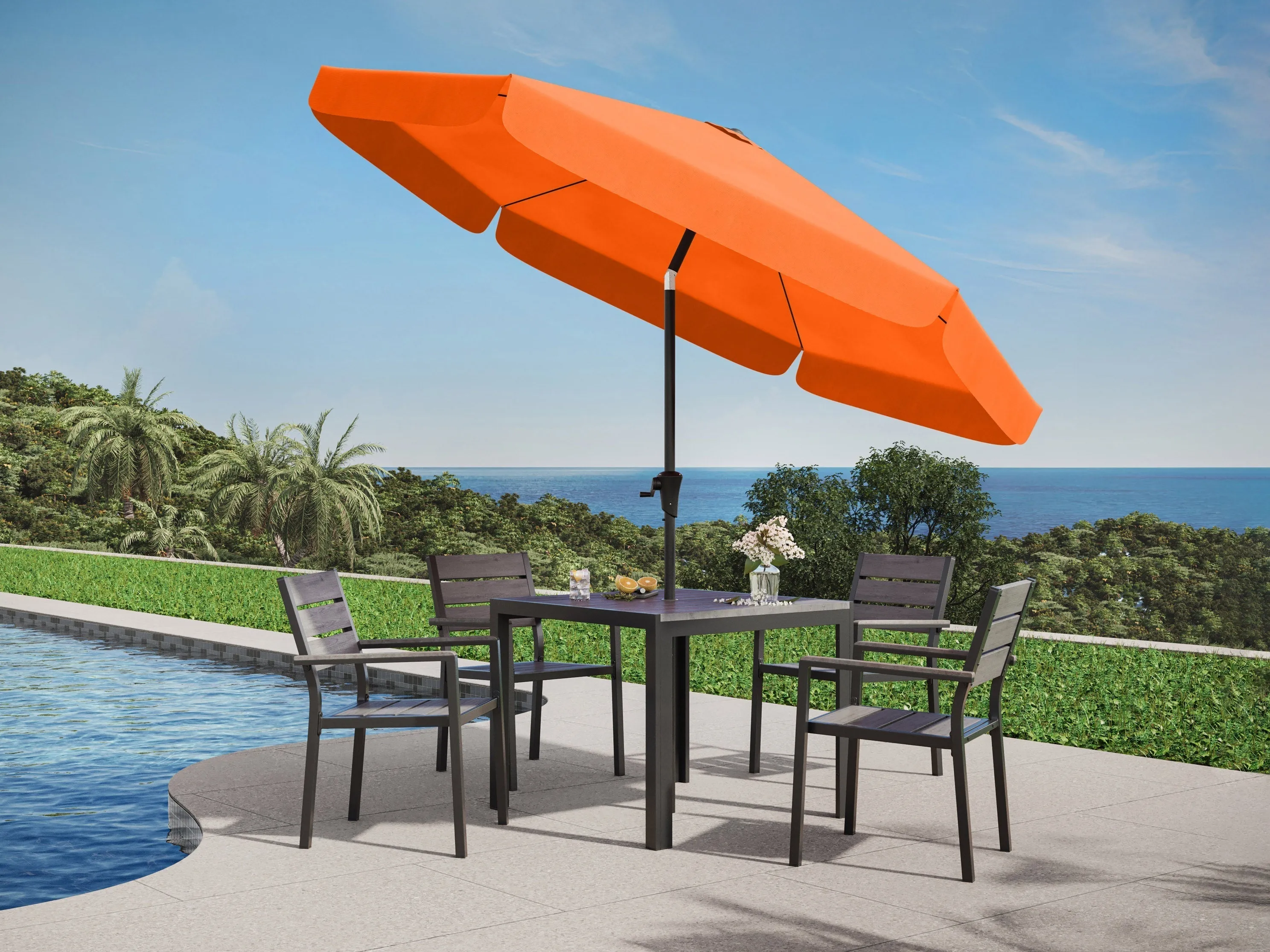 10ft Round Orange Patio Umbrella