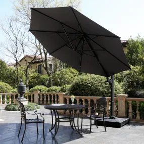 11 Ft Round Cantilever Patio Umbrella, Grey - 360° Rotation & Tilt Adjustment, No Base