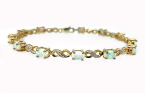 14K Gold Plated Sterling Silver Opal Infinity Bracelet