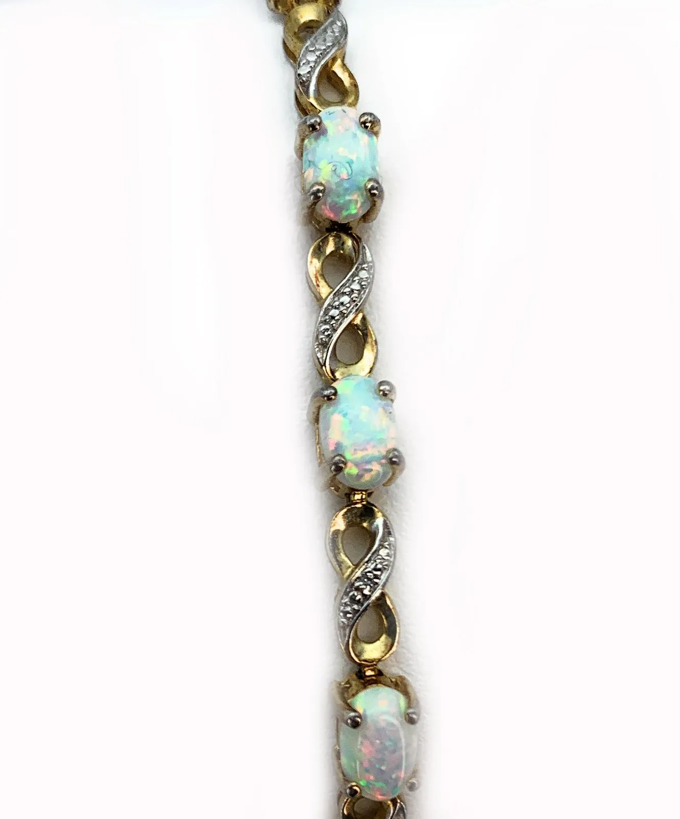 14K Gold Plated Sterling Silver Opal Infinity Bracelet