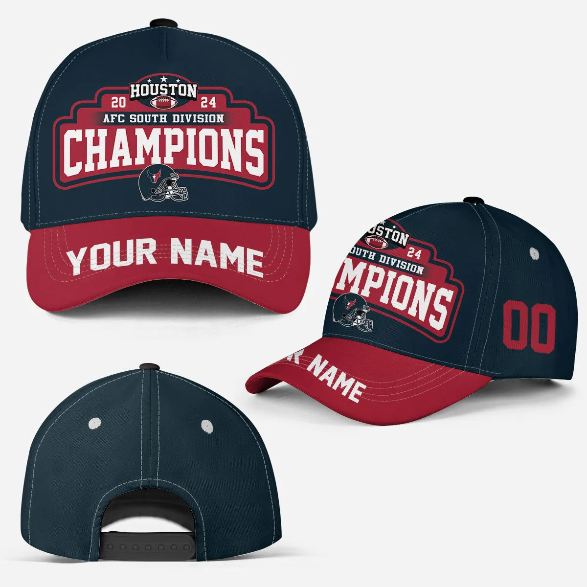2024 Custom Houston American Football AFC South Champions Snapback Hat Cap, Houston Football Division Champs Custom Snapback Hat Cap