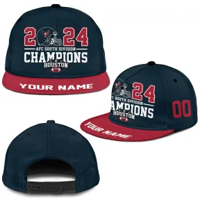 2024 Custom Houston American Football AFC South Champions Snapback Hat Cap, Houston Football Division Champs Custom Snapback Hat Cap