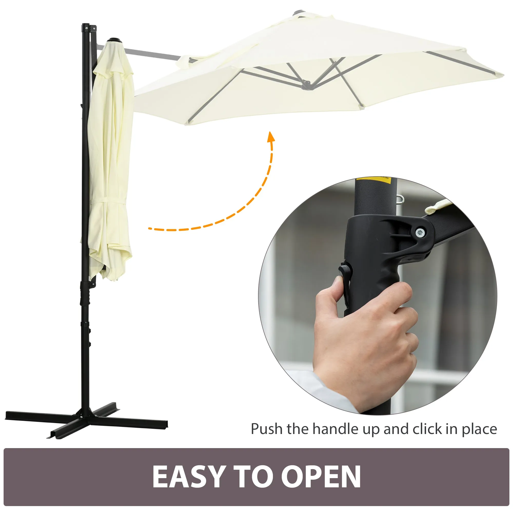 2.5M Garden Cantilever Parasol with 360° Rotation