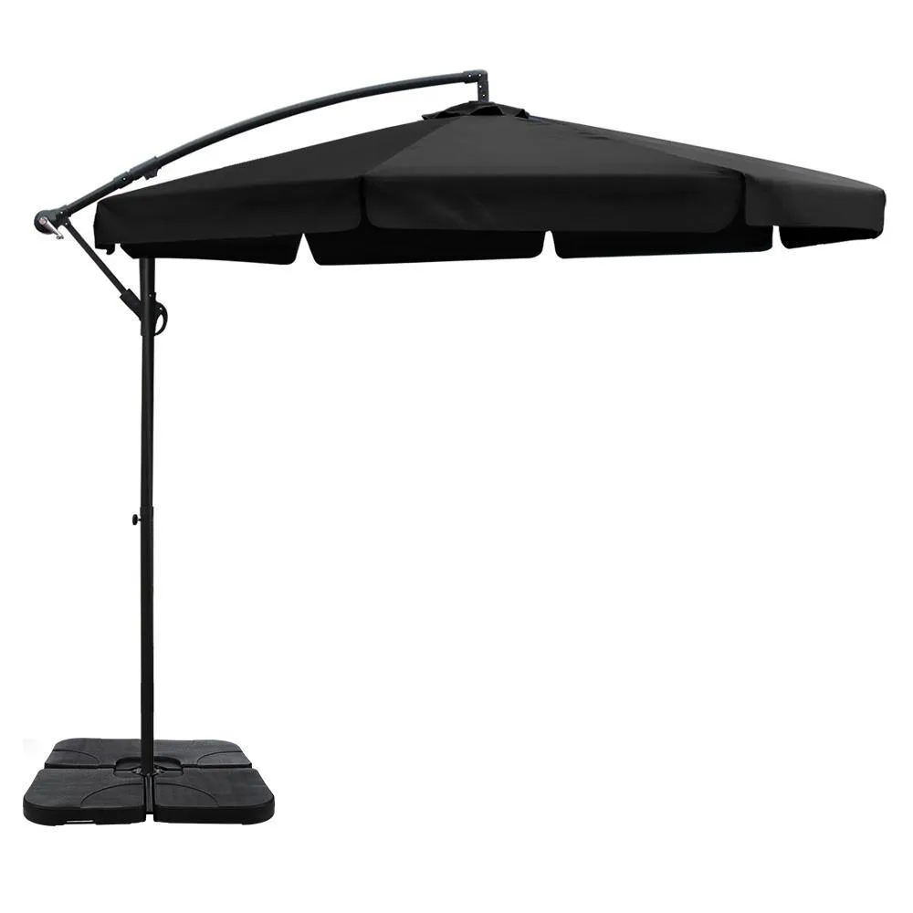 3M Umbrella with 50x50cm Base Sun Beach UV Black