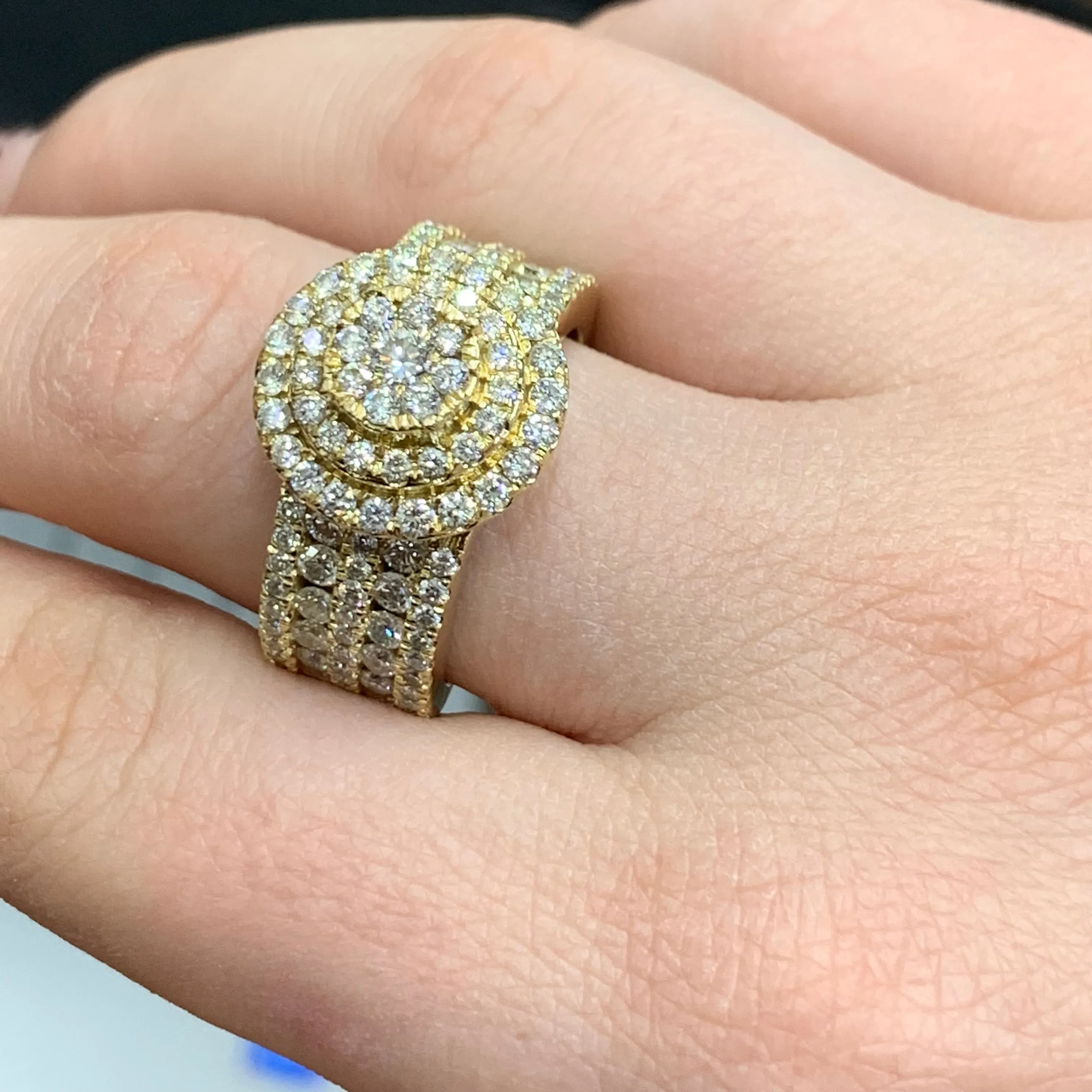 4 piece deal: 36mm 18k Gold Presidential Rolex Diamond Watch (XL Bezel measures 40mm)   3.40ct diamonds 14k Gold Men`s Ring   14k Gold and Diamond Earrings   Gift from MTJ