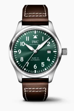 40MM SS PILOT'S WATCH AUTOMATIC MARK XX WITH GREEN ARABIC MARKER DIAL WITH DATE AND LEATHER STRAP