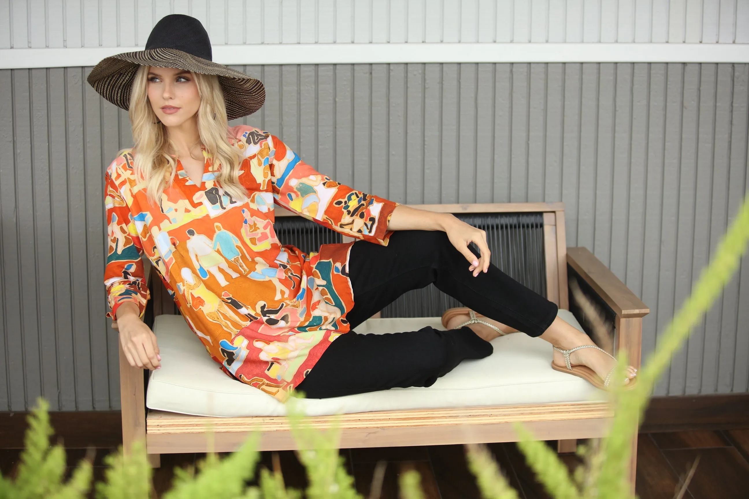 5" Brim Miramar Two Tone Melange Straw Sun Hats