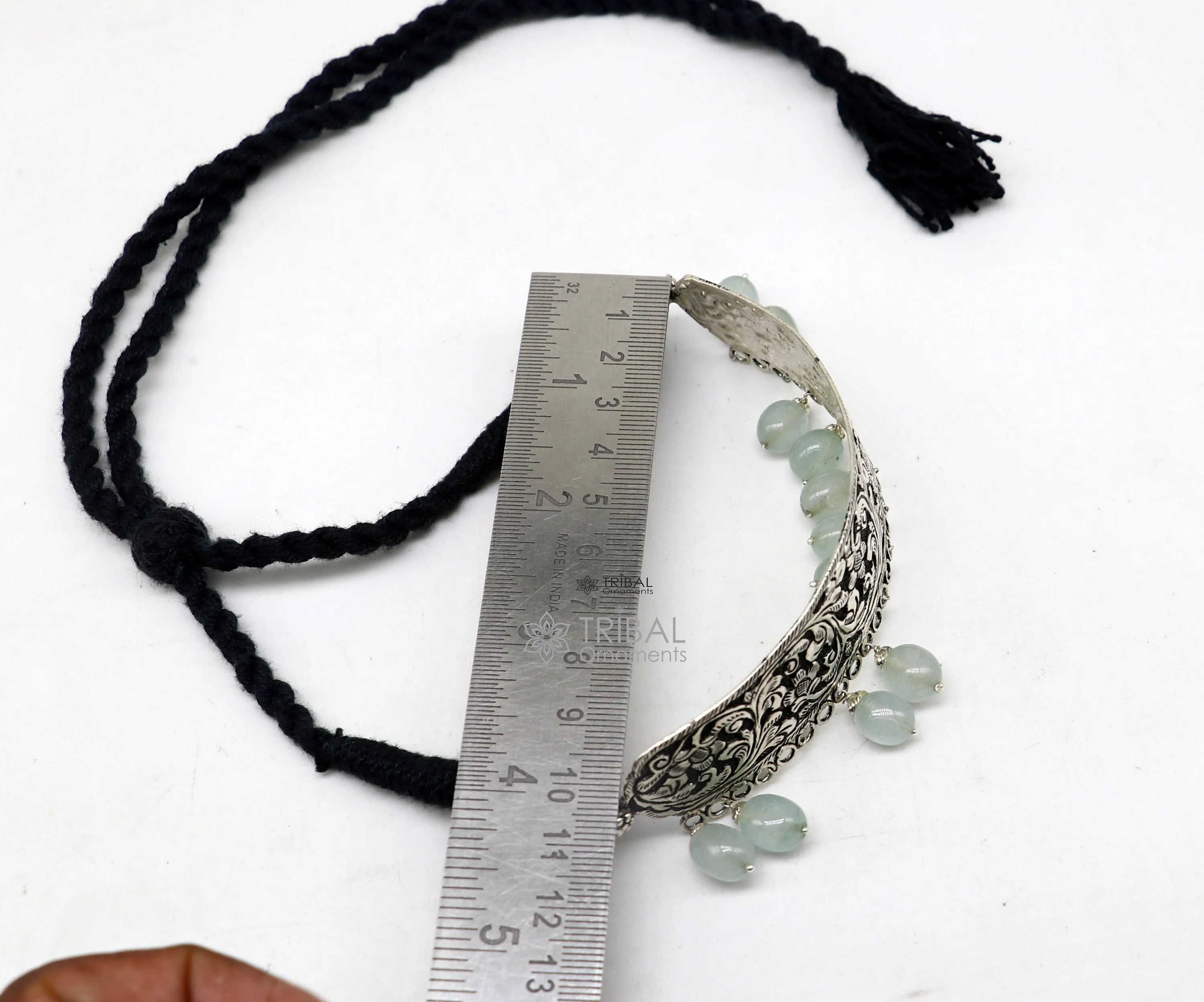 925 sterling silver Nakshi work charm necklace choker tribal ethnic jewelry that embodies the rich cultural heritage of Rajasthan set623