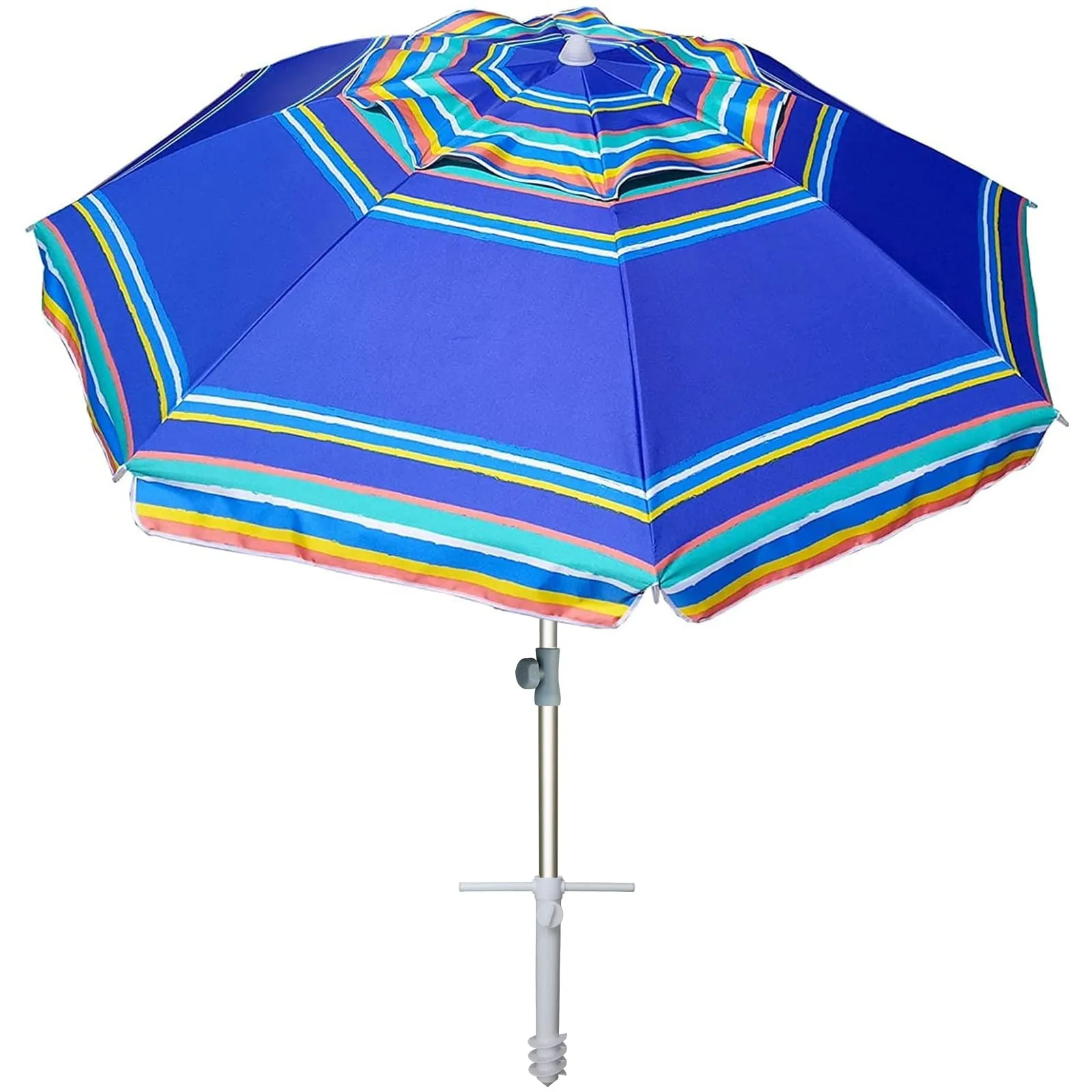 AMMSUN 7ft Heavy Duty High Wind Beach Umbrella Parasols with sand anchor & Tilt Sun Shelter