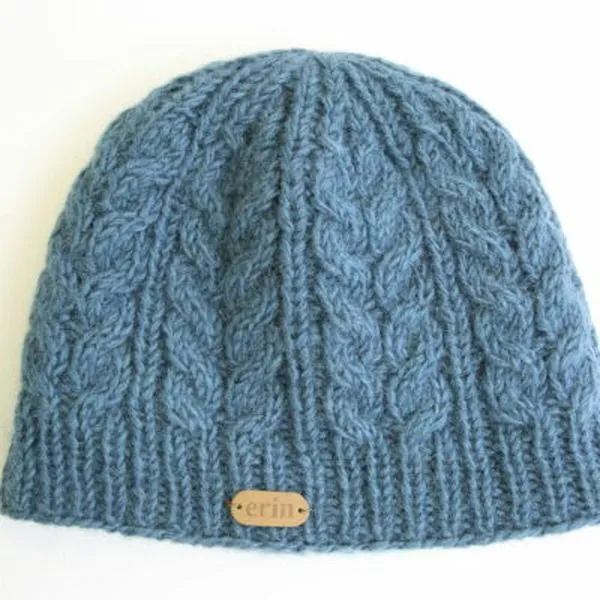ARAN CABLE PULL ON HAT  PK927-DENIM