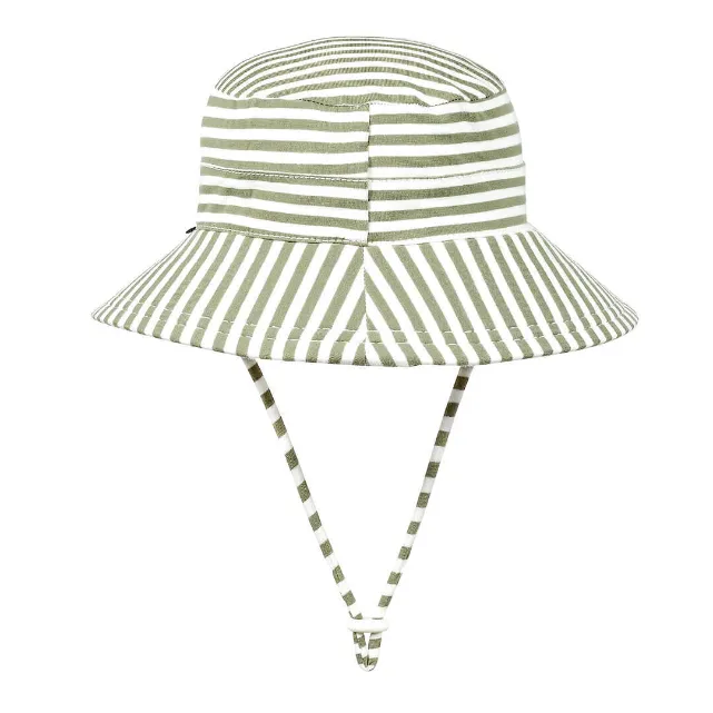 BEDHEAD HATS Kids Classic Bucket Sun Hat - Khaki Stripe