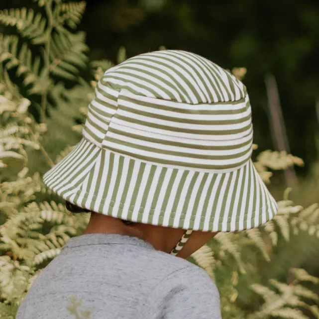 BEDHEAD HATS Kids Classic Bucket Sun Hat - Khaki Stripe