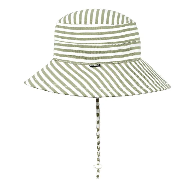 BEDHEAD HATS Kids Classic Bucket Sun Hat - Khaki Stripe