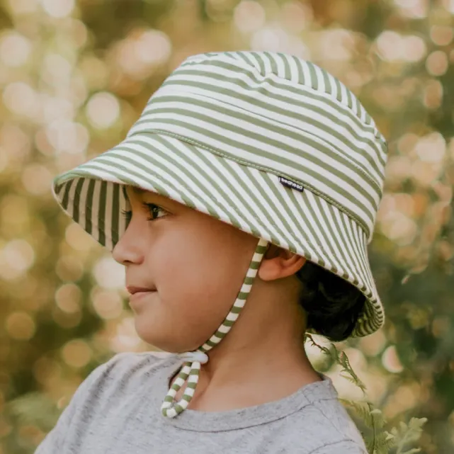 BEDHEAD HATS Kids Classic Bucket Sun Hat - Khaki Stripe