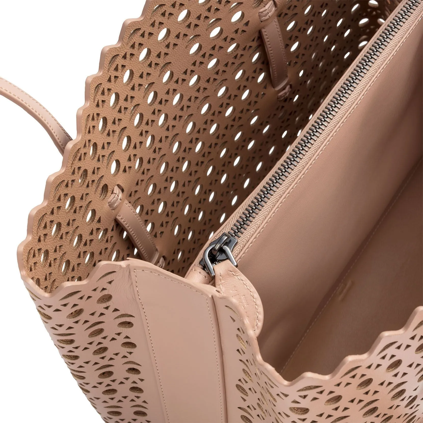 Beige laser-cut tote bag