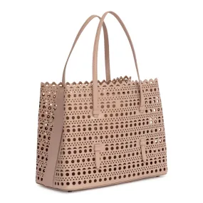 Beige laser-cut tote bag