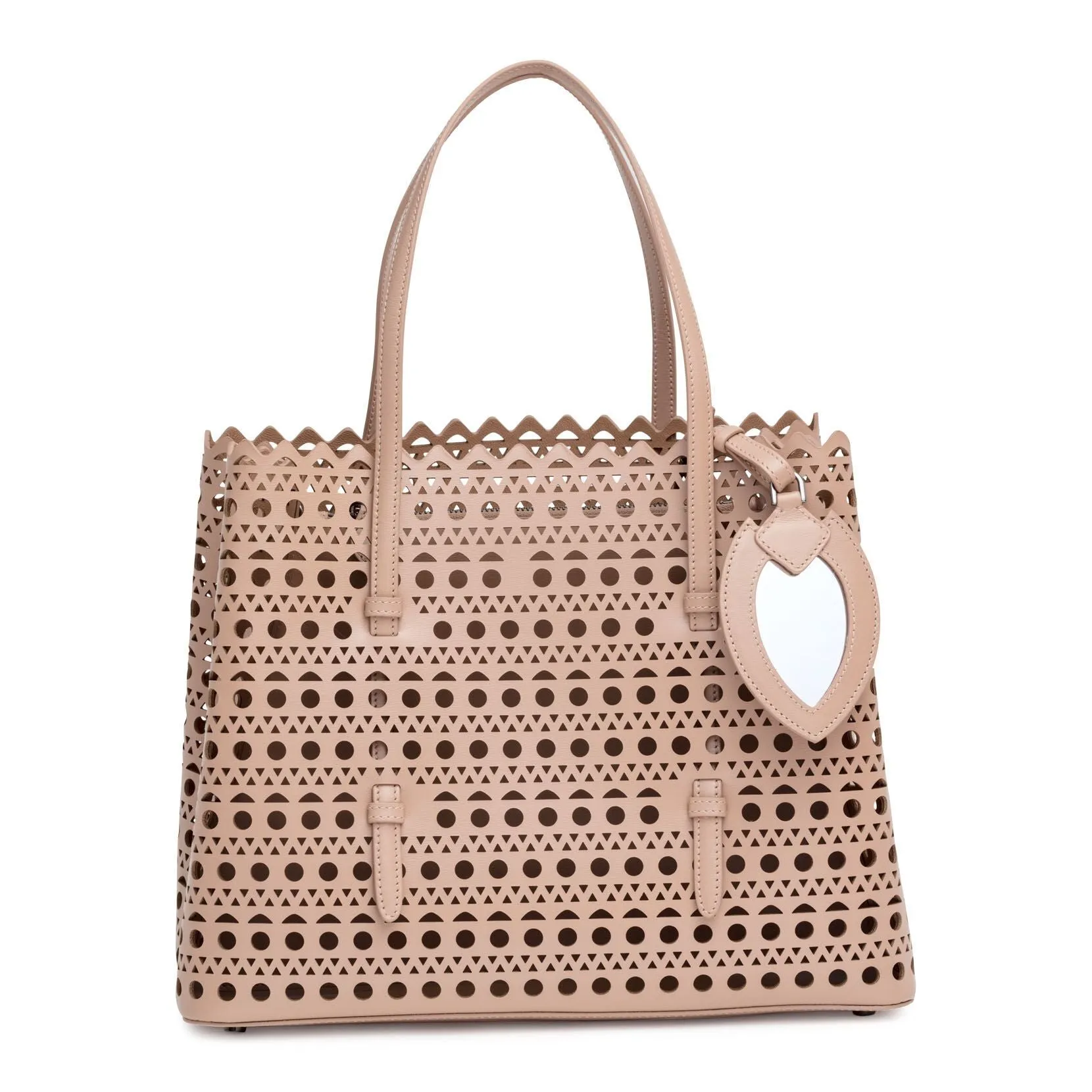 Beige laser-cut tote bag