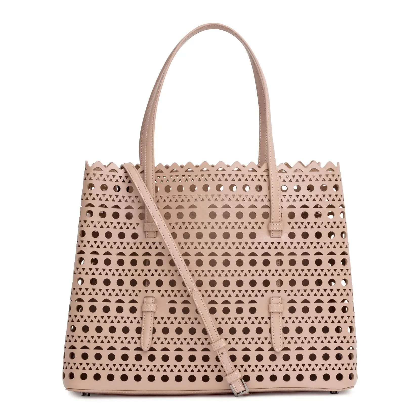 Beige laser-cut tote bag