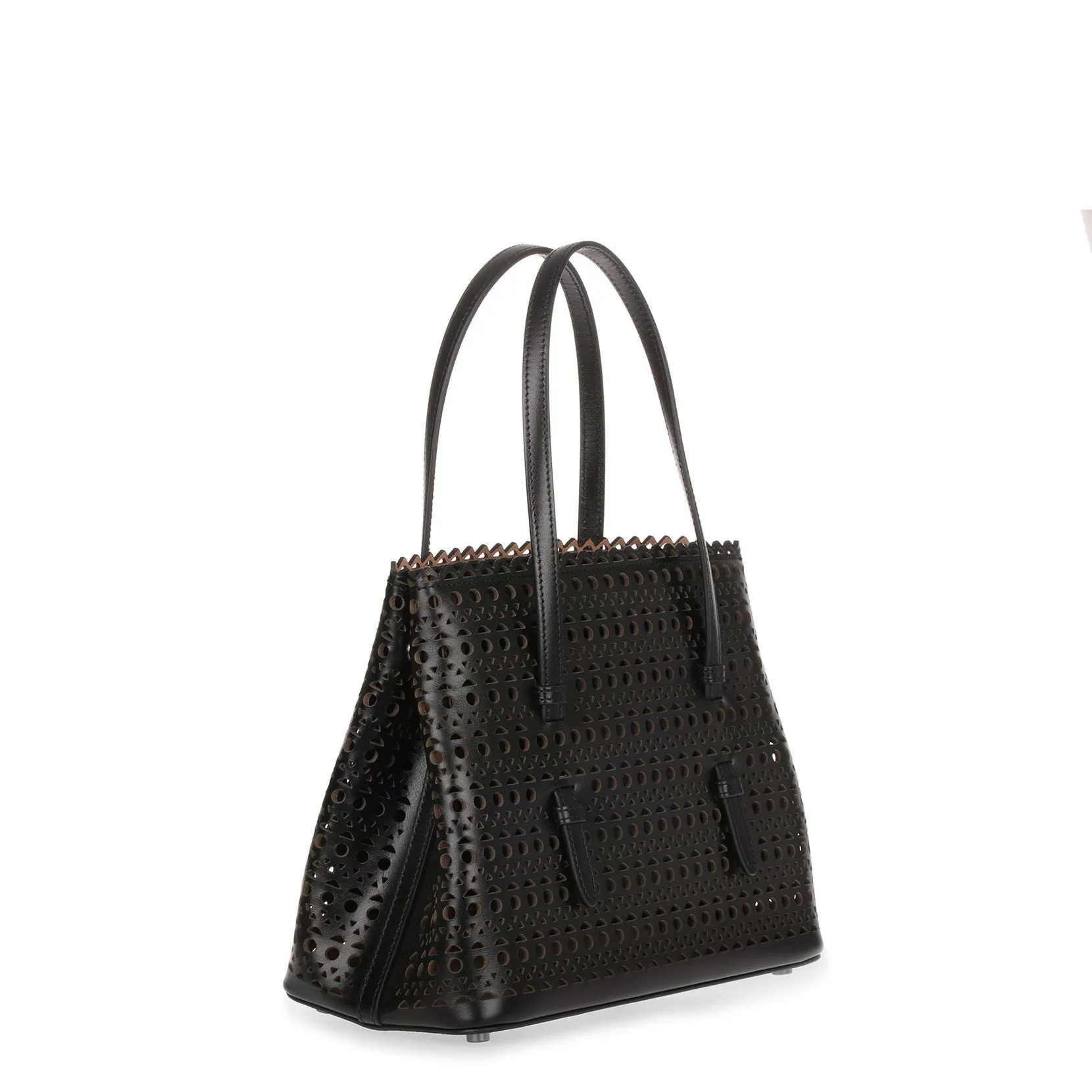 Black Leather Laser-cut Small Tote