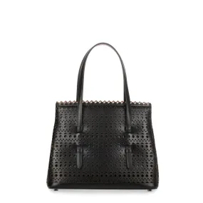 Black Leather Laser-cut Small Tote