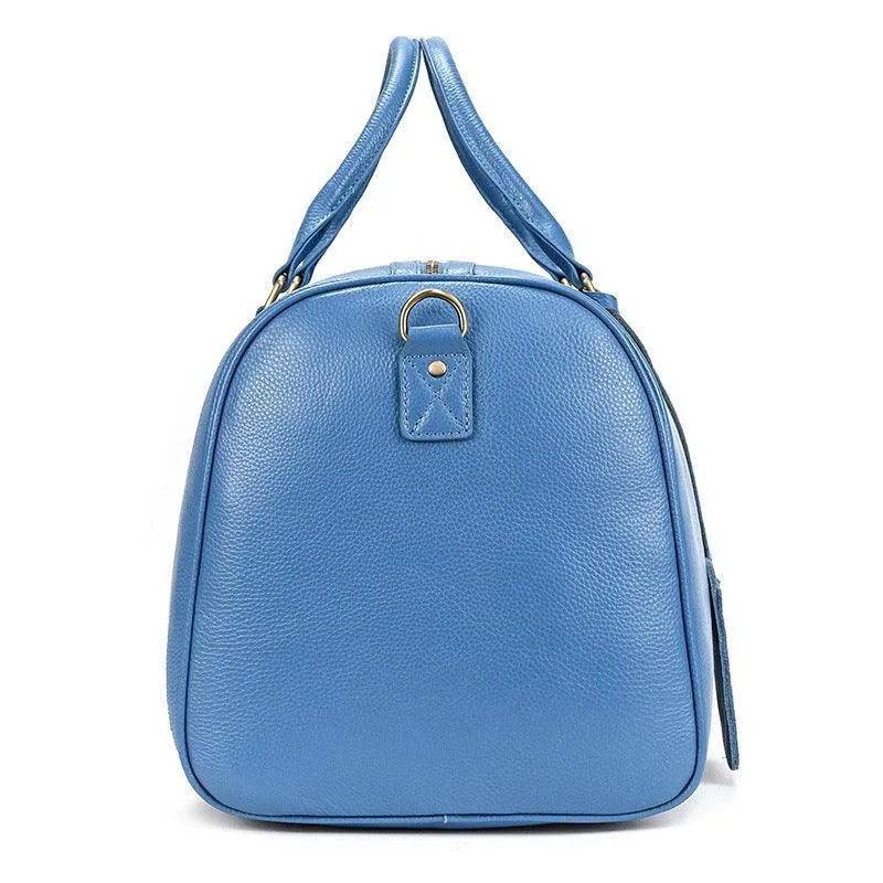Blue Purple Fashion Duffel Bag Premium Leather Travel Duffel Bag | Men's or Women's Carry-All Duffel - Handcrafted Waterproof Gym Carry-On with Shoe Compartment,