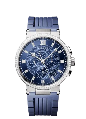Breguet Marine Chronograph 18K White Gold & Diamonds Men's Watch