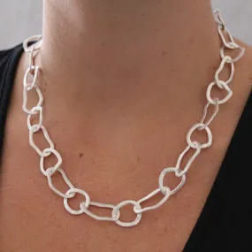 Brushed Silver Organic Shapes Necklace