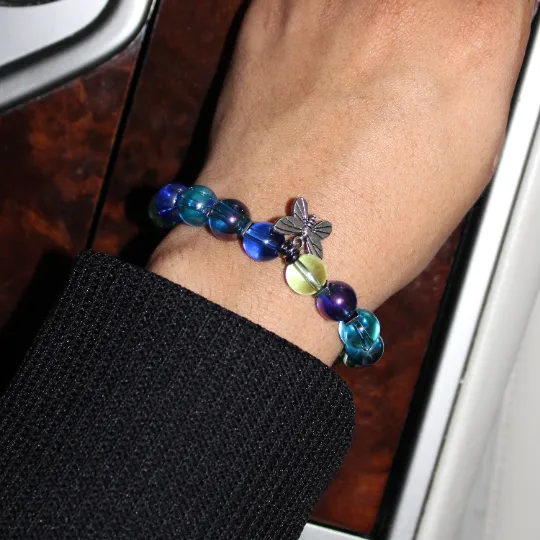 Butterfly Charm Bead Bracelet