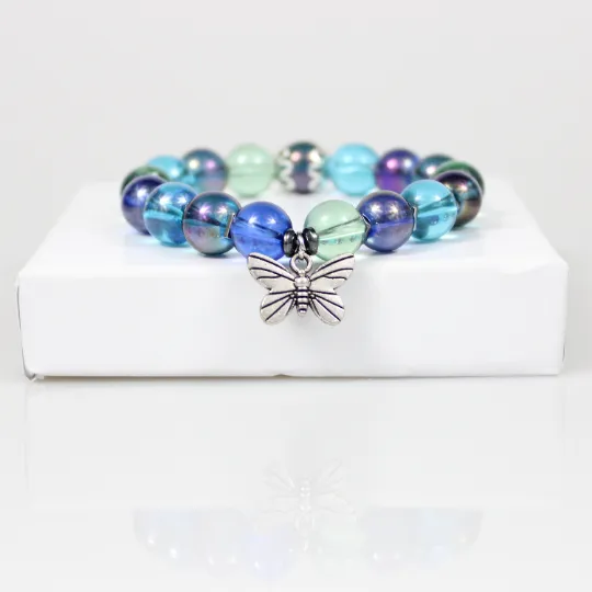 Butterfly Charm Bead Bracelet