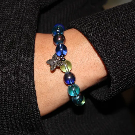 Butterfly Charm Bead Bracelet
