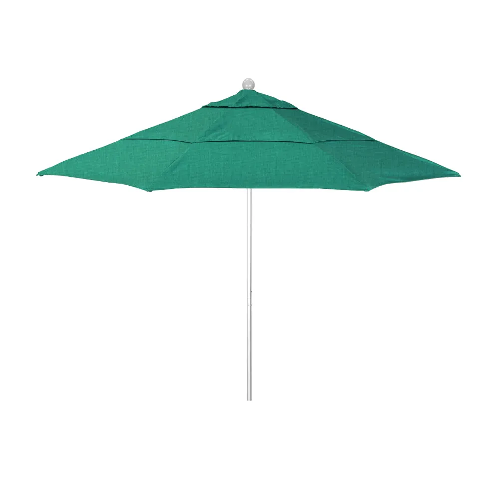 California Umbrella 11' Venture Series Patio Umbrella With Silver Anodized Aluminum Pole Fiberglass Ribs Pulley Lift With Sunbrella Fabric