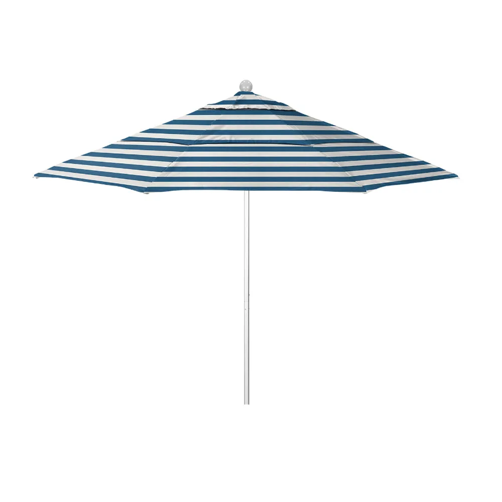 California Umbrella 11' Venture Series Patio Umbrella With Silver Anodized Aluminum Pole Fiberglass Ribs Pulley Lift With Sunbrella Fabric