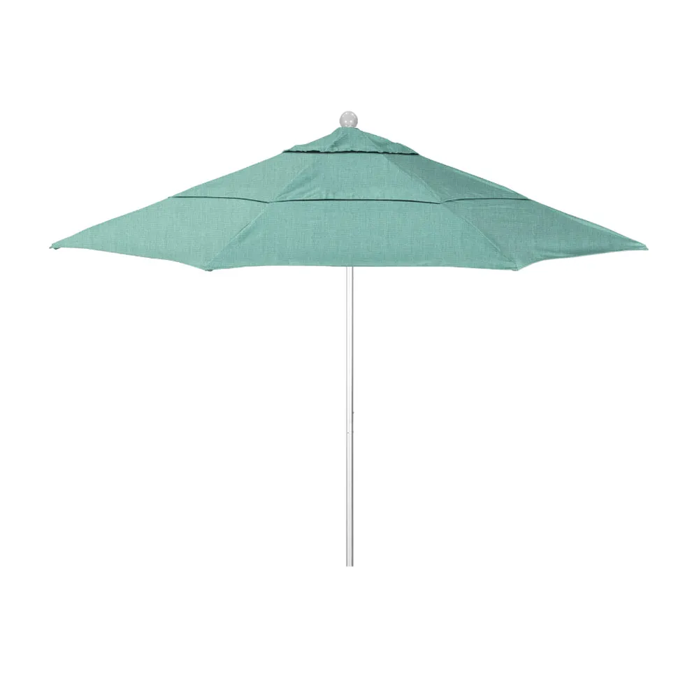 California Umbrella 11' Venture Series Patio Umbrella With Silver Anodized Aluminum Pole Fiberglass Ribs Pulley Lift With Sunbrella Fabric