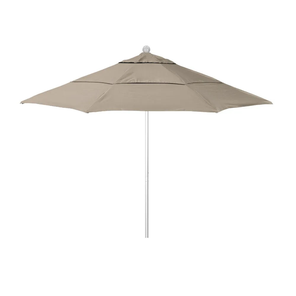 California Umbrella 11' Venture Series Patio Umbrella With Silver Anodized Aluminum Pole Fiberglass Ribs Pulley Lift With Sunbrella Fabric