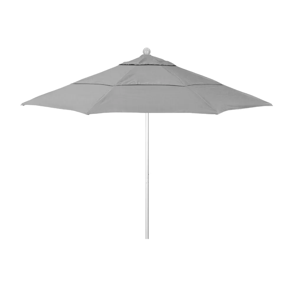 California Umbrella 11' Venture Series Patio Umbrella With Silver Anodized Aluminum Pole Fiberglass Ribs Pulley Lift With Sunbrella Fabric