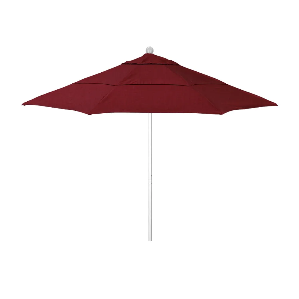 California Umbrella 11' Venture Series Patio Umbrella With Silver Anodized Aluminum Pole Fiberglass Ribs Pulley Lift With Sunbrella Fabric