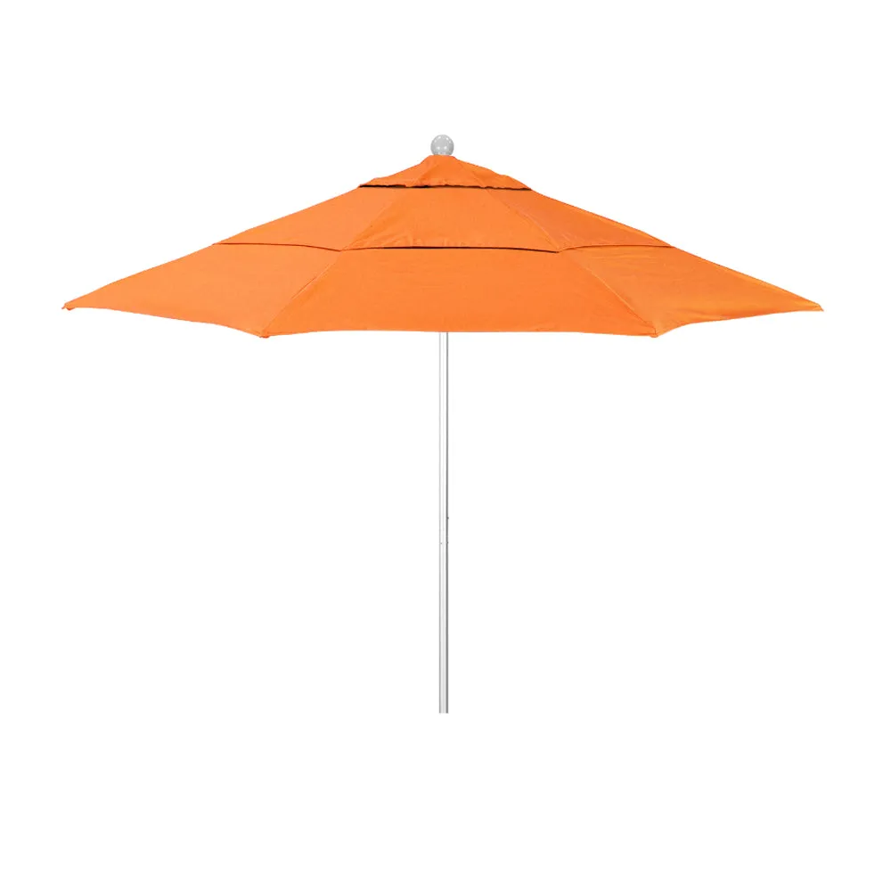 California Umbrella 11' Venture Series Patio Umbrella With Silver Anodized Aluminum Pole Fiberglass Ribs Pulley Lift With Sunbrella Fabric