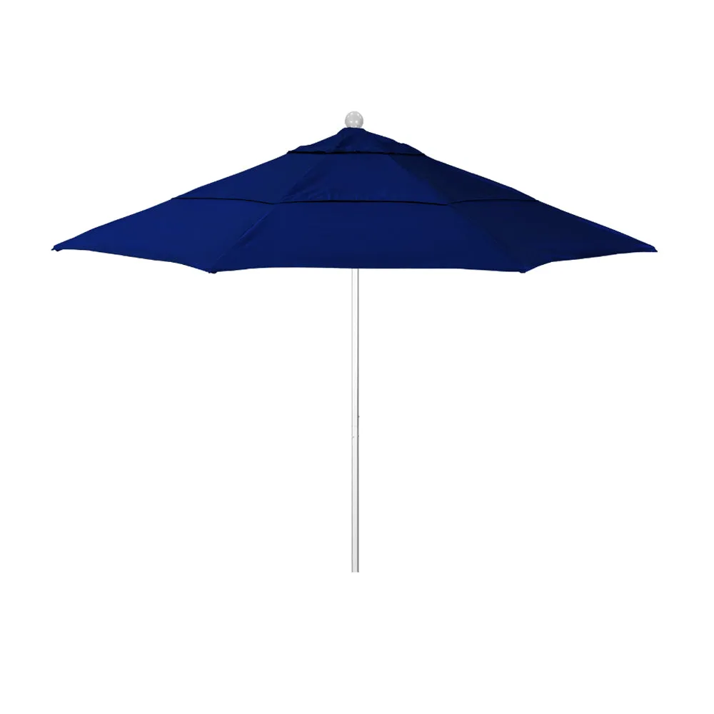 California Umbrella 11' Venture Series Patio Umbrella With Silver Anodized Aluminum Pole Fiberglass Ribs Pulley Lift With Sunbrella Fabric