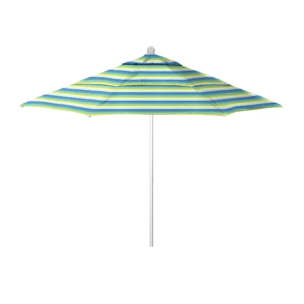 California Umbrella 11' Venture Series Patio Umbrella With Silver Anodized Aluminum Pole Fiberglass Ribs Pulley Lift With Sunbrella Fabric