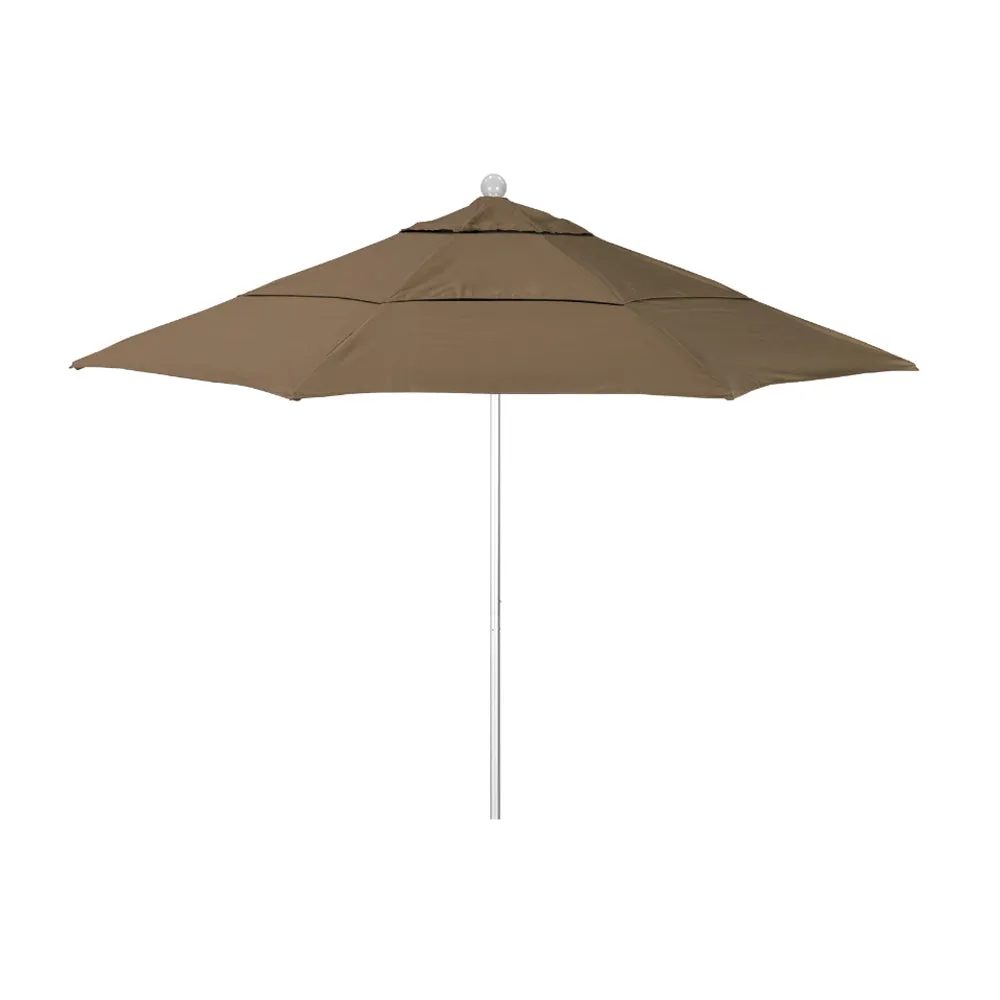 California Umbrella 11' Venture Series Patio Umbrella With Silver Anodized Aluminum Pole Fiberglass Ribs Pulley Lift With Sunbrella Fabric