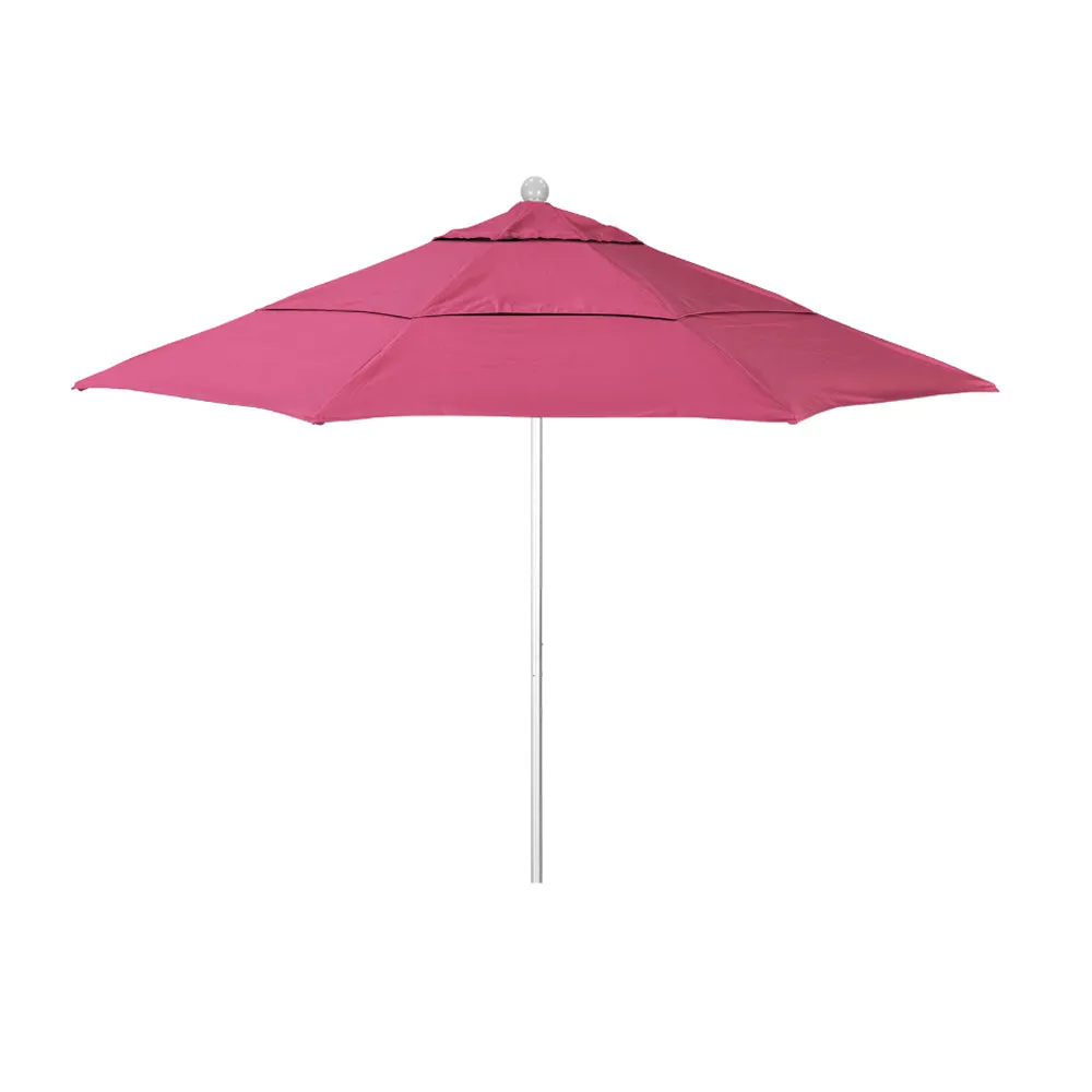California Umbrella 11' Venture Series Patio Umbrella With Silver Anodized Aluminum Pole Fiberglass Ribs Pulley Lift With Sunbrella Fabric