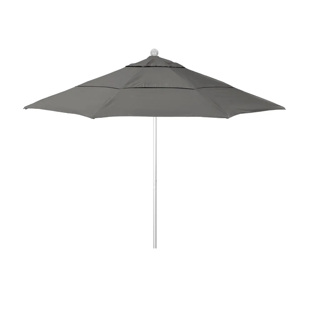 California Umbrella 11' Venture Series Patio Umbrella With Silver Anodized Aluminum Pole Fiberglass Ribs Pulley Lift With Sunbrella Fabric