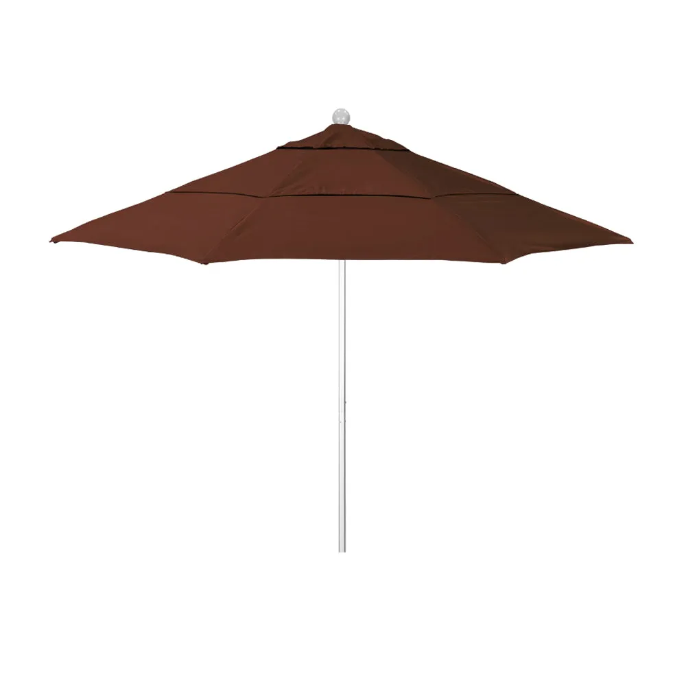 California Umbrella 11' Venture Series Patio Umbrella With Silver Anodized Aluminum Pole Fiberglass Ribs Pulley Lift With Sunbrella Fabric