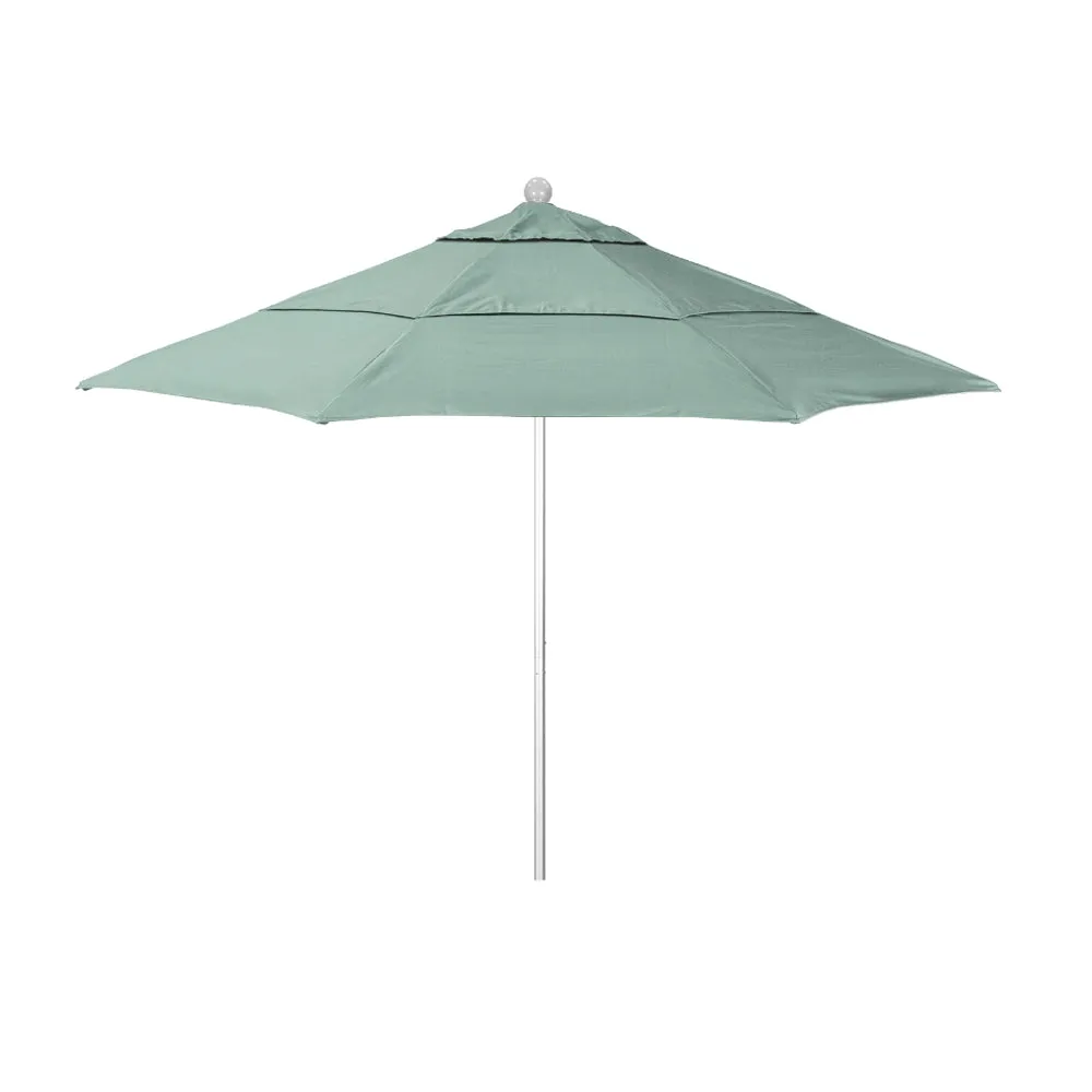 California Umbrella 11' Venture Series Patio Umbrella With Silver Anodized Aluminum Pole Fiberglass Ribs Pulley Lift With Sunbrella Fabric