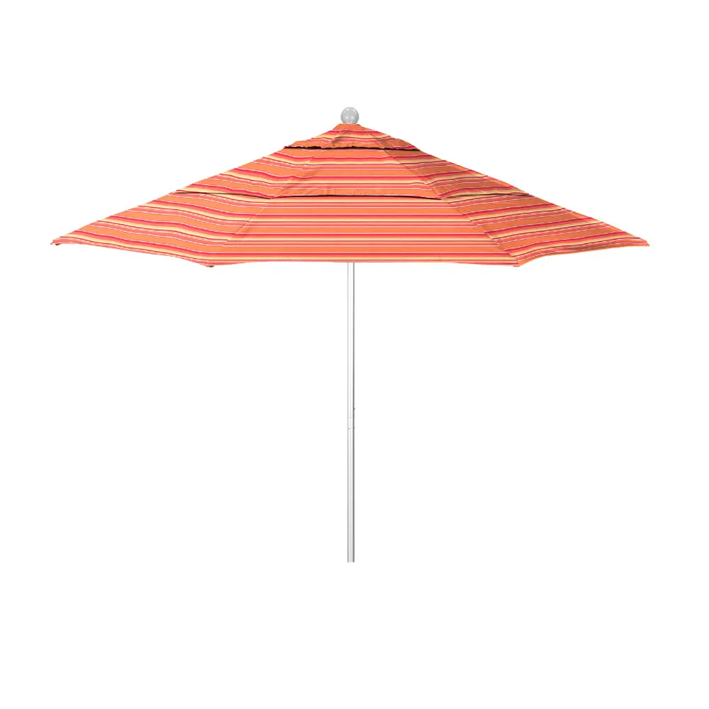 California Umbrella 11' Venture Series Patio Umbrella With Silver Anodized Aluminum Pole Fiberglass Ribs Pulley Lift With Sunbrella Fabric